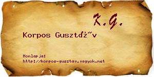 Korpos Gusztáv névjegykártya