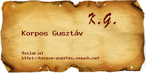 Korpos Gusztáv névjegykártya